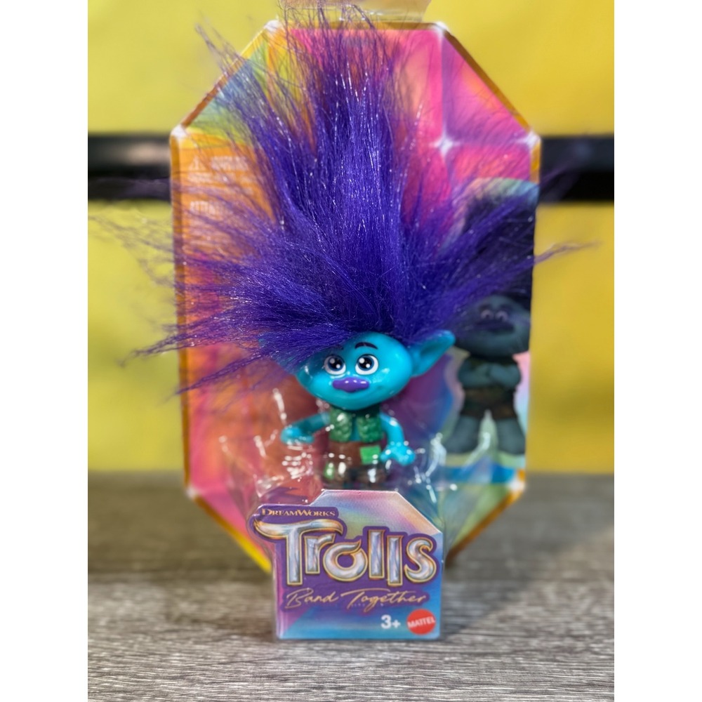 Mattel Trolls Band Together Branch Small Doll Purple Hair Figure HNF01 HNF08